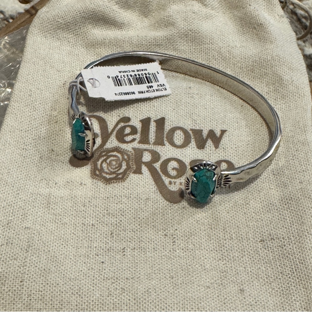Yellow Rose x Kendra Scott - Elton Vintage Silver Etch Frame Cuff Bracelet